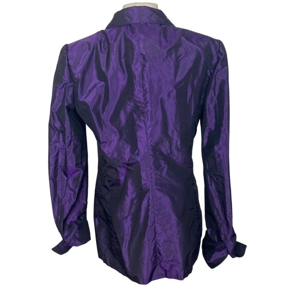 Vintage Gianfranco Ferre Purple Silk Blazer Jacket 50 it 14 US Made In Italy NEW - Picture 9 of 13